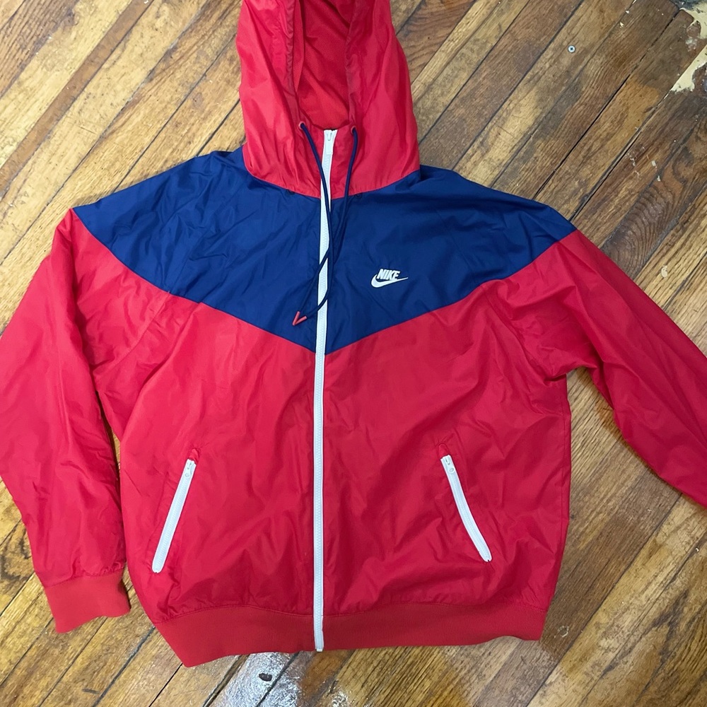 Nike windbreaker red and navy blue